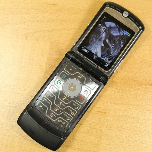 Rare Motorola RAZR V3 AT&T Camera Flip Phone Black Vintage Collector Piece