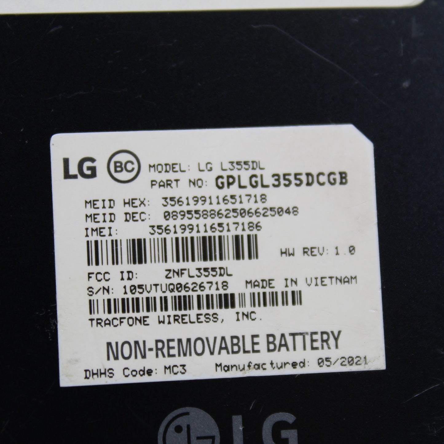 LG K31 L355DL TracFone Smartphone 4G LTE Black 32GB For Parts