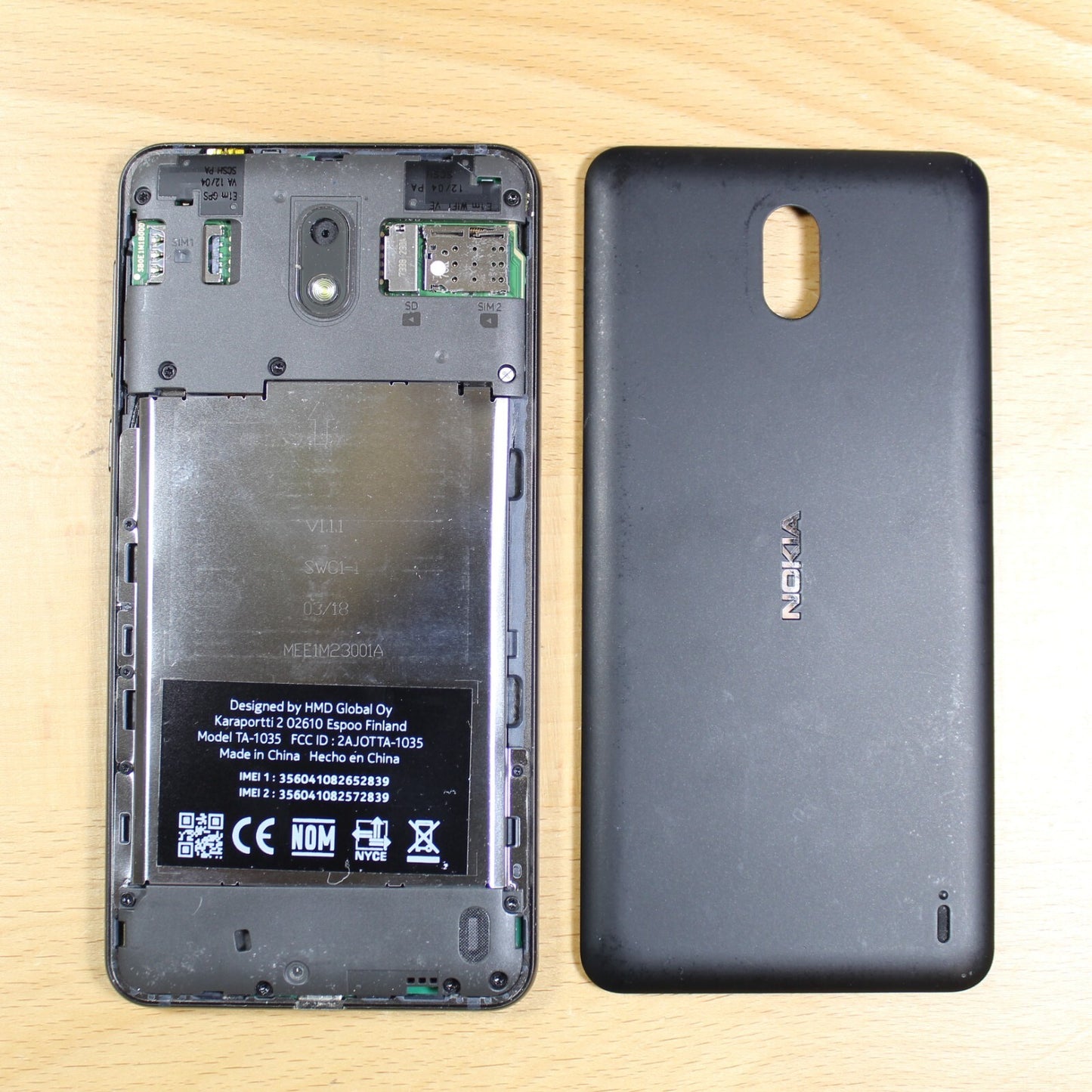 Nokia 2 TA-1035 Windows Black Smartphone For Parts #215
