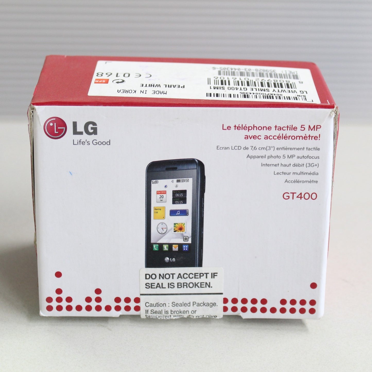 Rare Vintage LG GT400 Viewty Smile White Phone International In Box Collectible