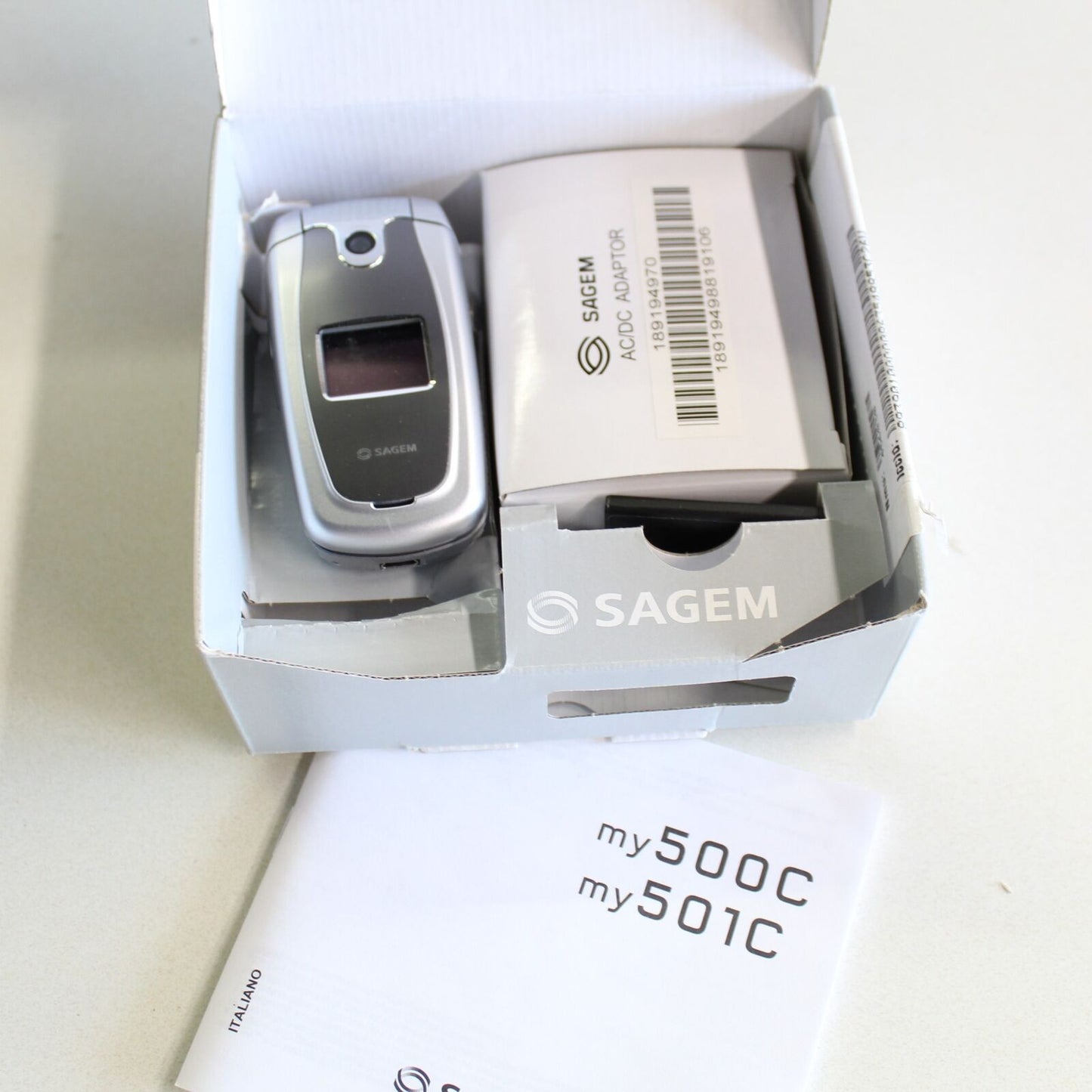 Rare Vintage Sagem my500c my501c TIM Phone Silver International Italian In Box