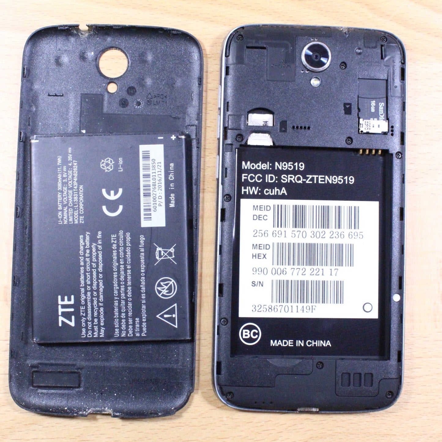 N9519 Warp 7 Cricket Black Smartphone For Parts #323