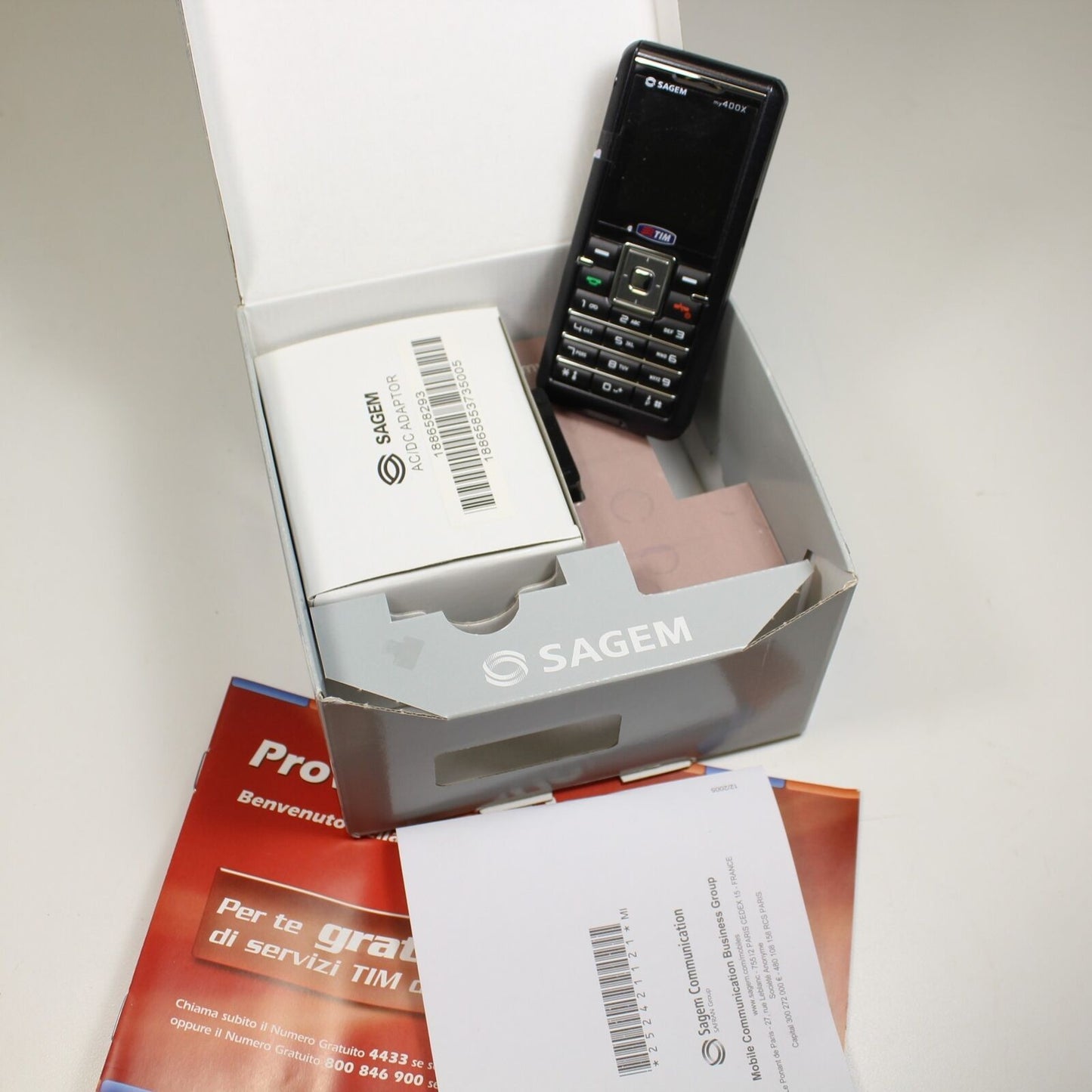 Vintage Rare SAGEM my400X Phone Black International Italian In Box Complete