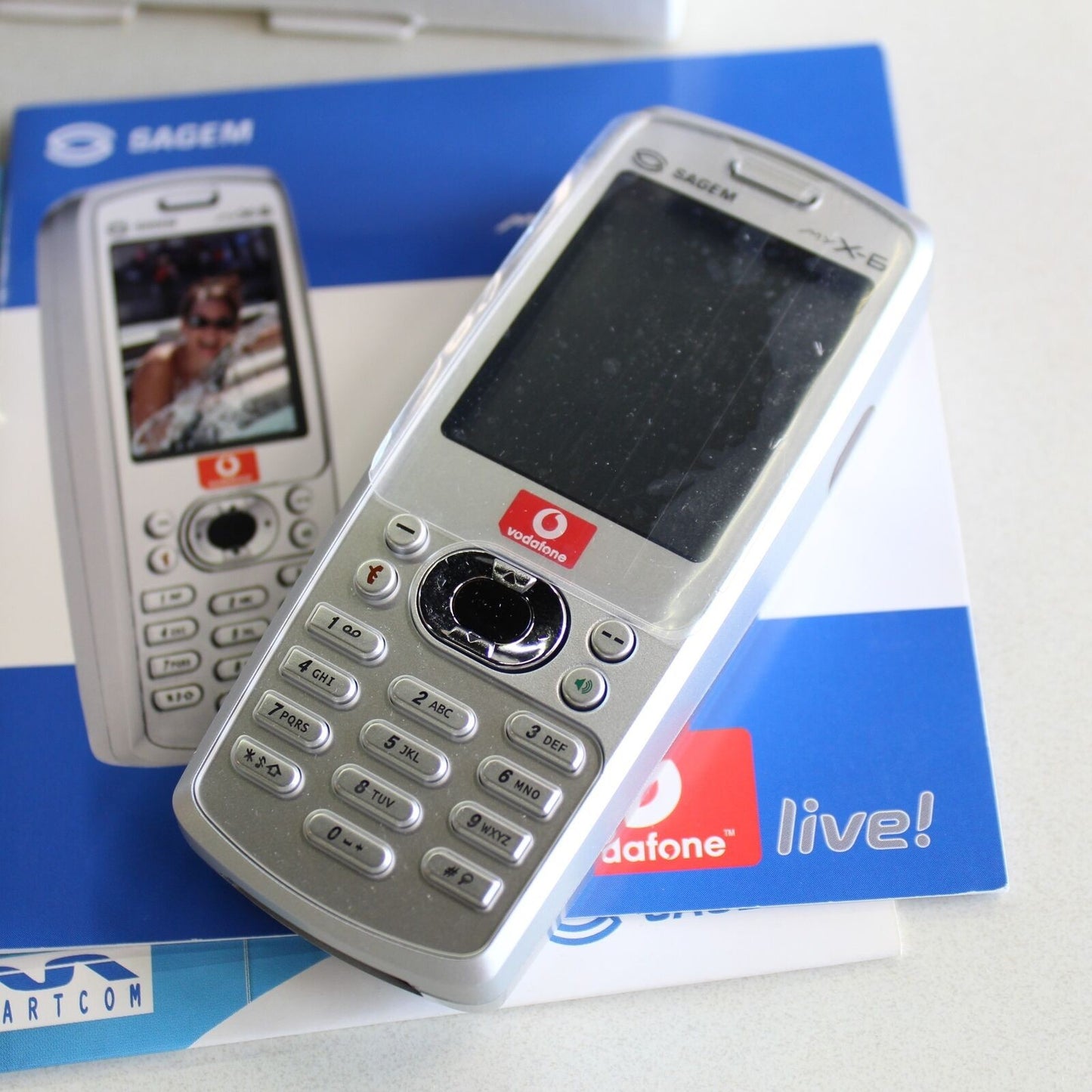 Rare Vintage SAGEM my X-6 VodaFone Phone Silver International In Box Collectible