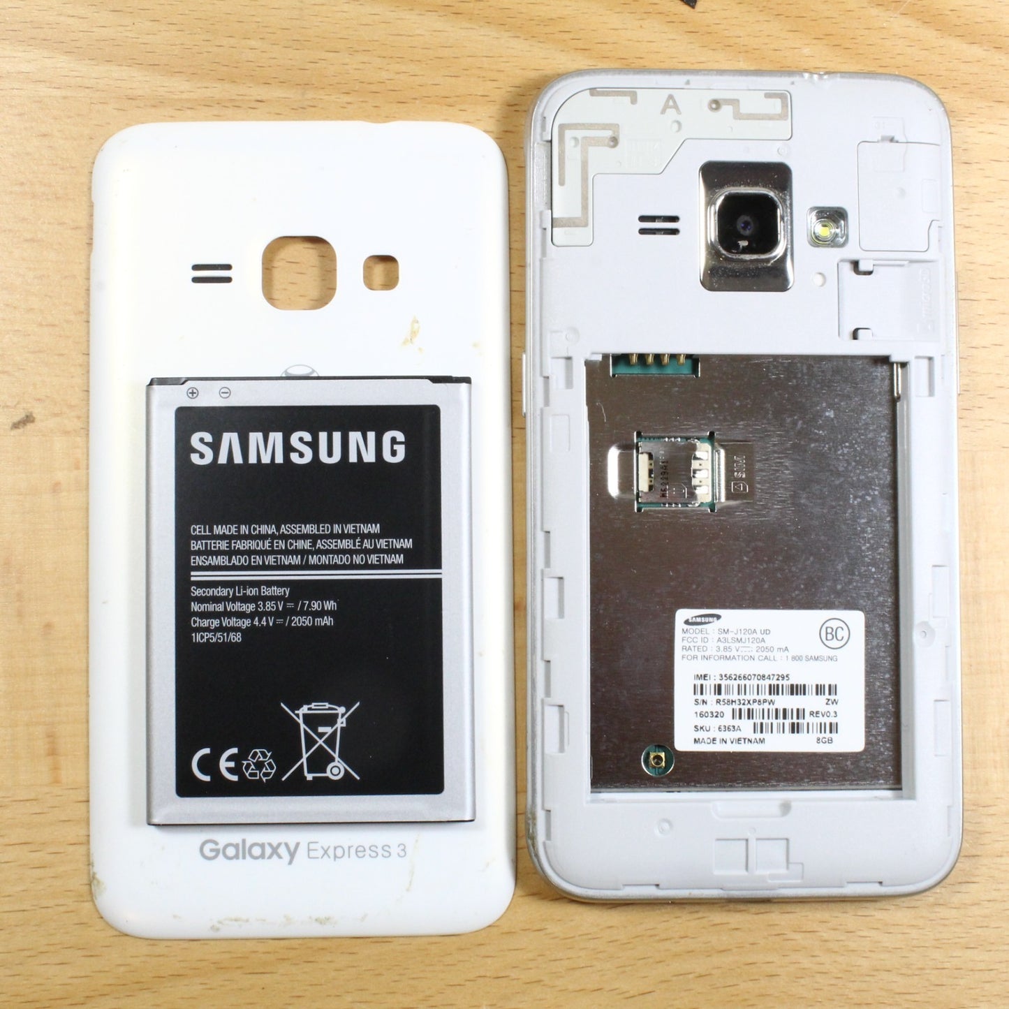 Samsung Galaxy Express SM-J120A White Smartphone For Parts #387