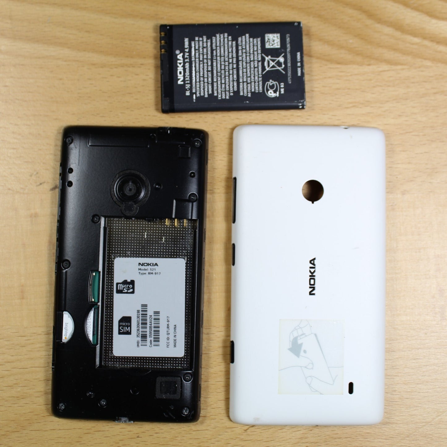 Vintage Nokia Lumia 521 Windows White Smartphone For Parts #213
