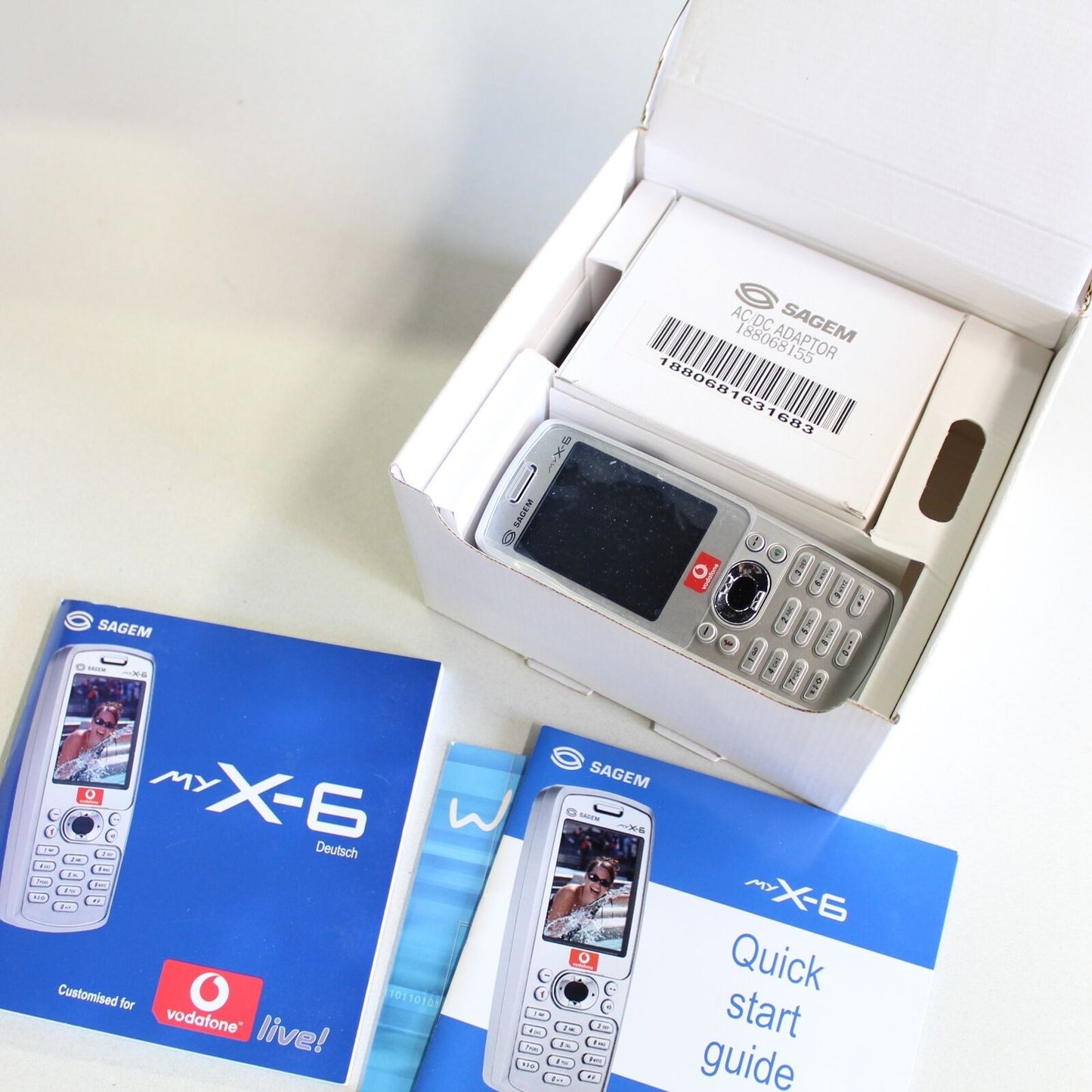 Rare Vintage SAGEM my X-6 VodaFone Phone Silver International In Box Collectible