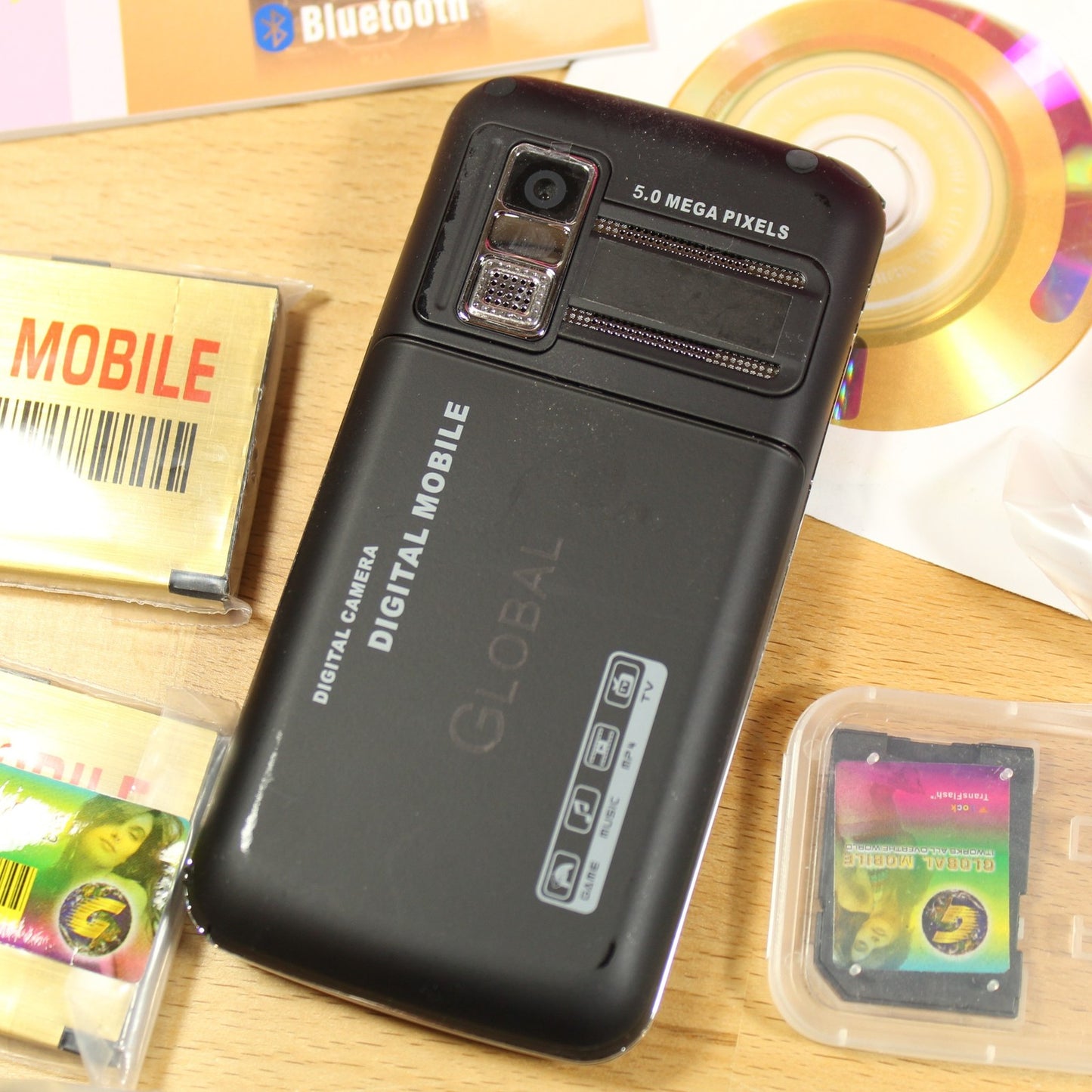 Rare Vintage Global Mobile G0003 Phone Black Unlocked World Wide In Box Bundle