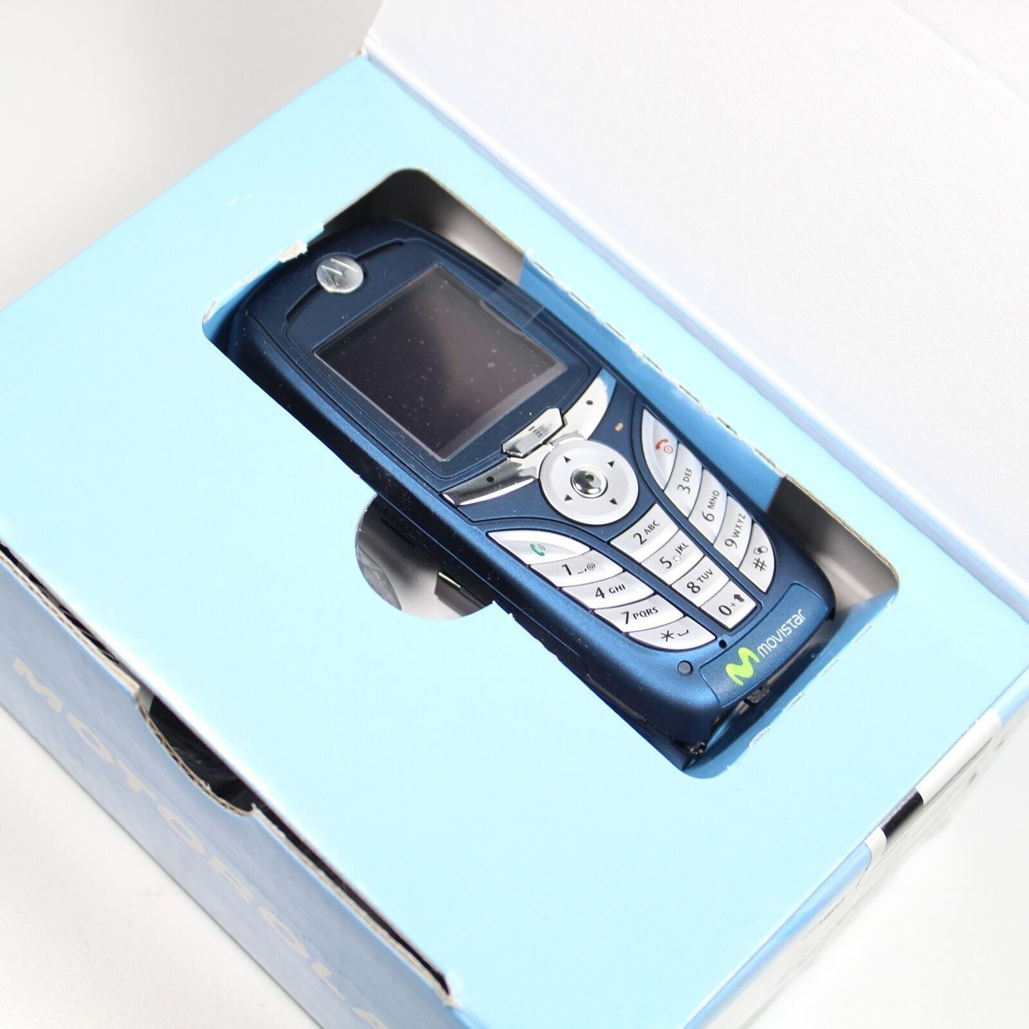 Rare Vintage Motorola C390 MoviStar Phone Blue International In Box Collectible