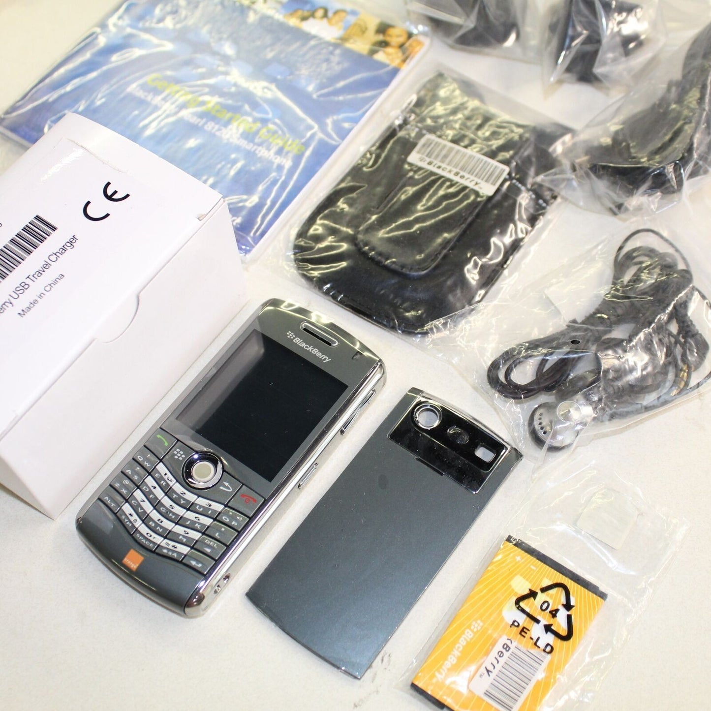 Rare Vintage Blackberry Pearl 8120 Orange Phone Gray In Box Collectible