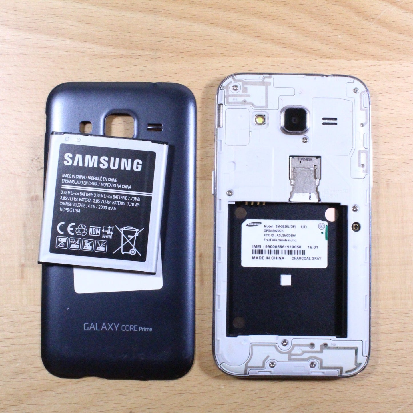Samsung Galaxy Core Prime SM-S820L Tracfone Gray Smartphone For Parts #343