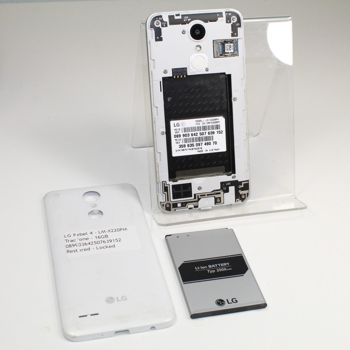 LG Rebel 4 LM-X220PM TracFone Smartphone 4G LTE White 16GB For Parts