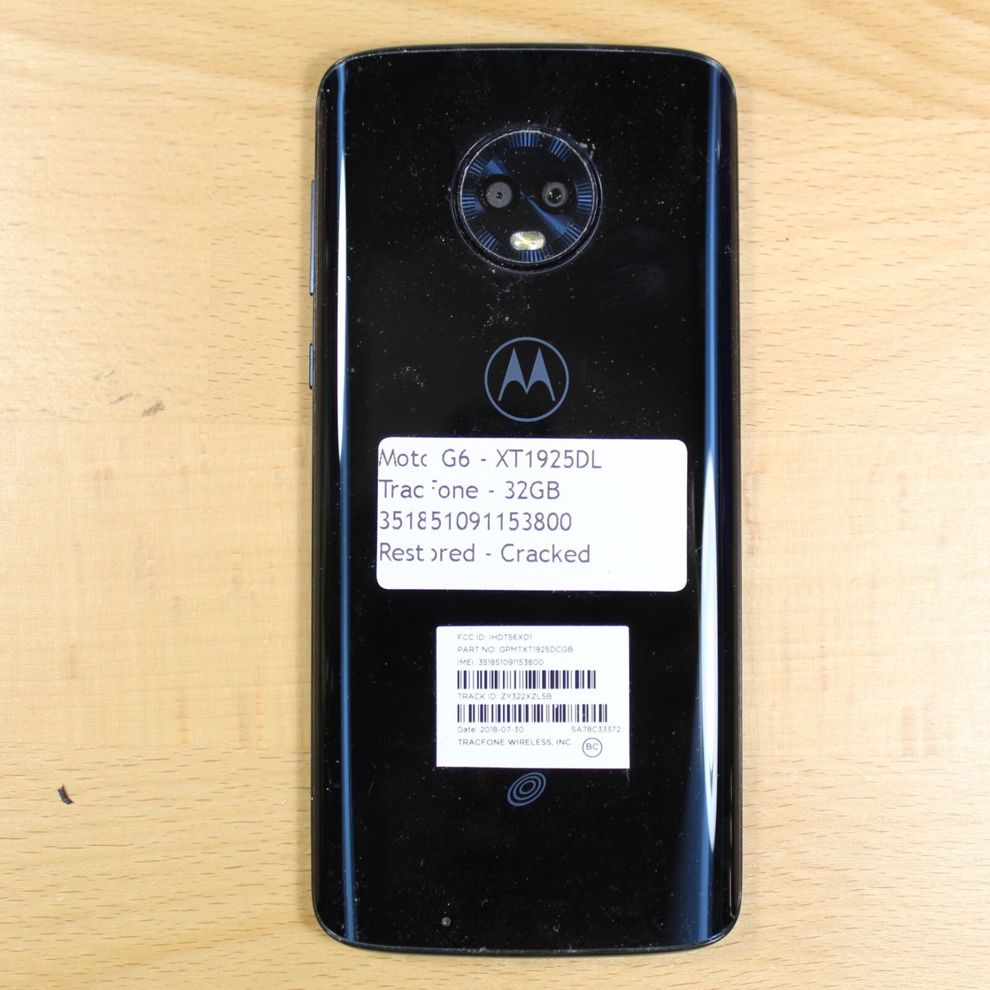 Motorola G6 XT1925DL TracFone 32GB Black Smartphone Good #236