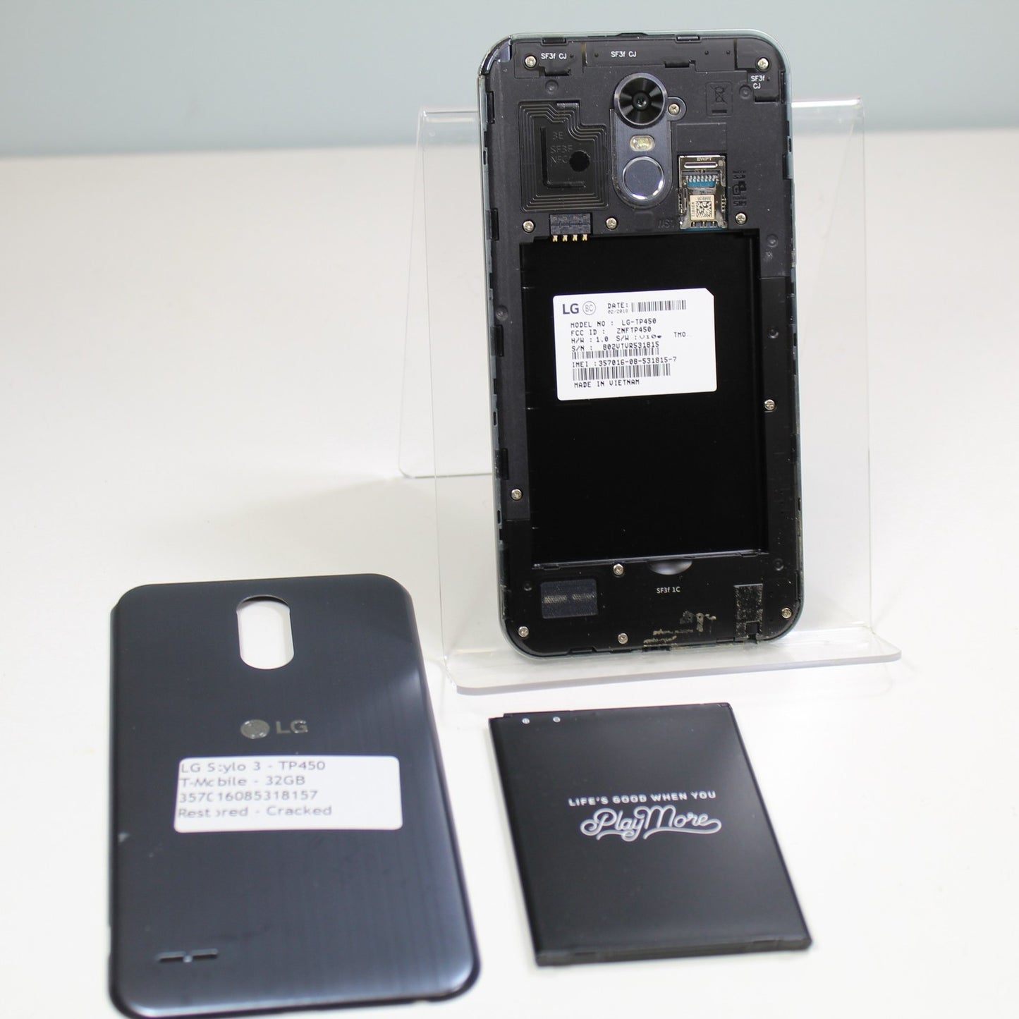 LG Stylo 3 T-Mobile Smartphone 4G LTE 32GB Gray ASIS For Parts