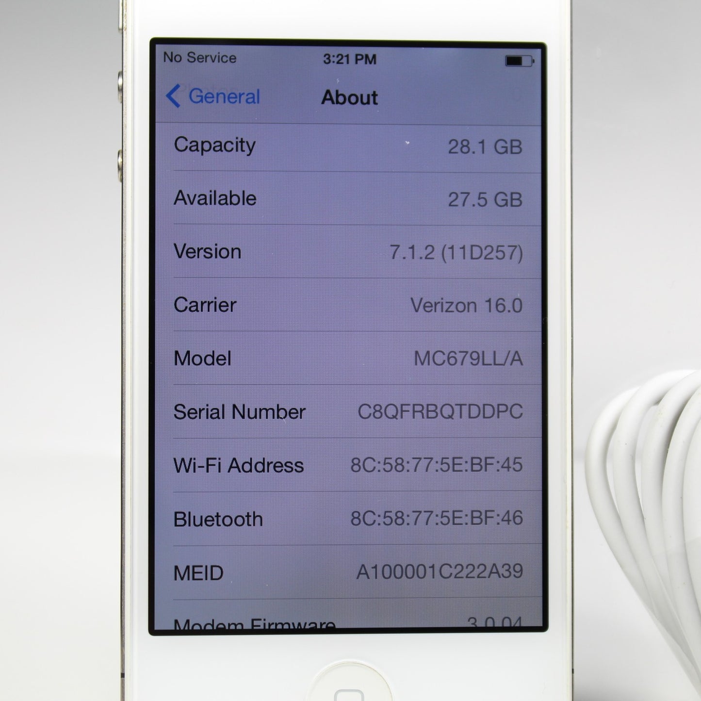 Vintage Apple iPhone 4 A1349 Verizon Smartphone 3G White 8GB No Sim Model IOS 7
