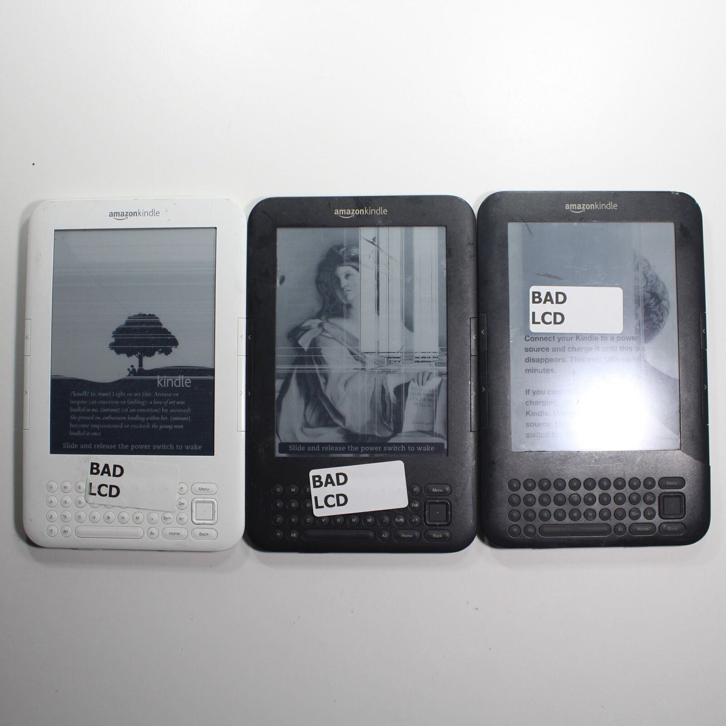 Amazon Kindle 3 D00901 Bad LCD For Parts or Repair Lot of 3 Gold Recovery