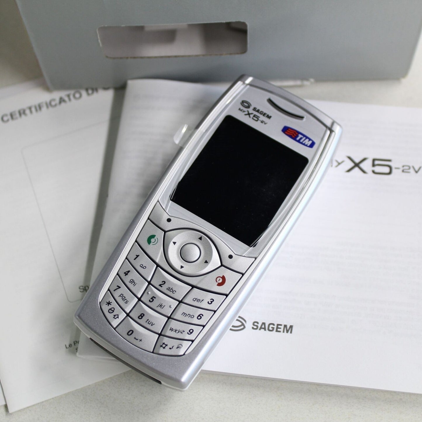 Rare Vintage SAGEM myX5-2v TIM Phone Silver International In Box Collectible