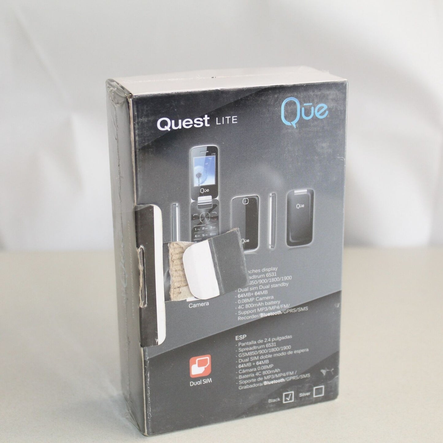Rare Vintage Quest Lite QUE Phone International Black Collectible In Box