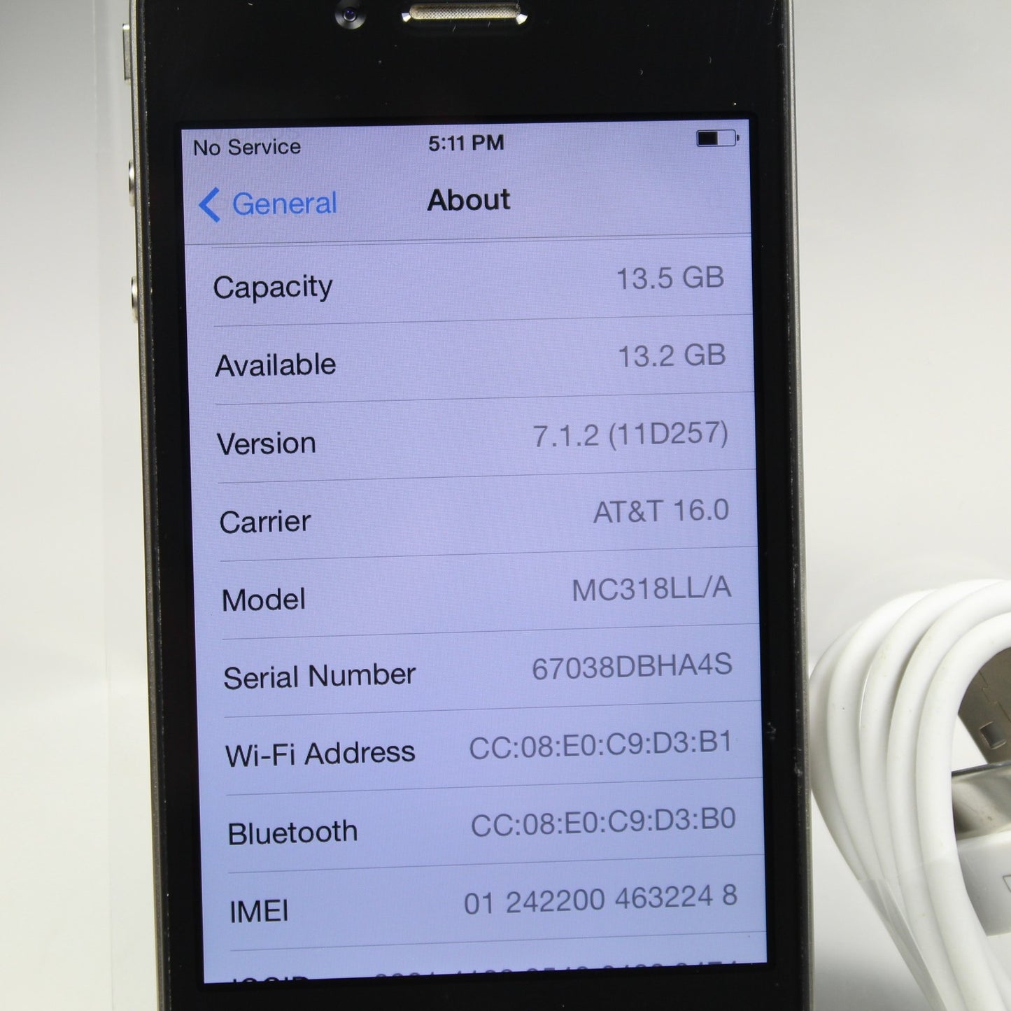 Apple iPhone 4 A1332 AT&T Smartphone 3G GSM Black 16GB IOS 7
