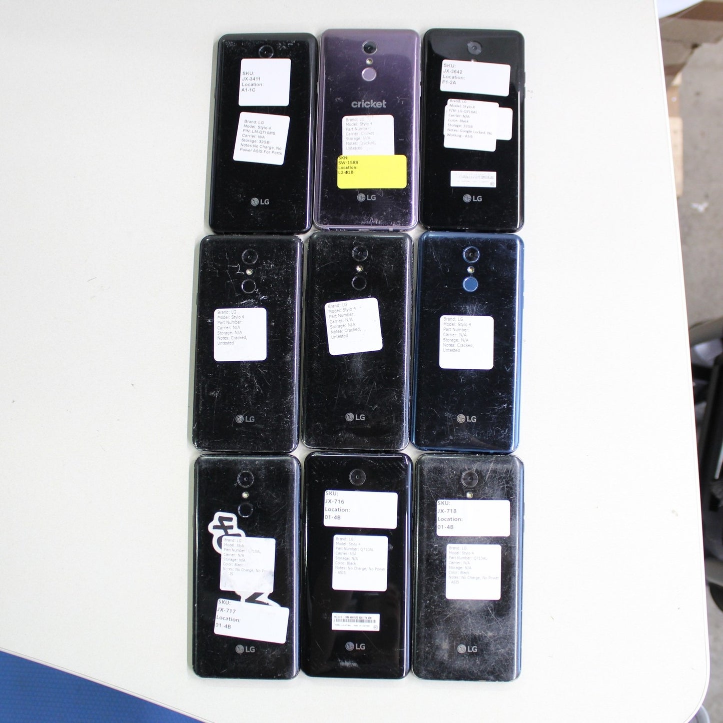 Vintage LG Stylo 4 Mix Smartphone Black Lot of 9 For Parts ASIS