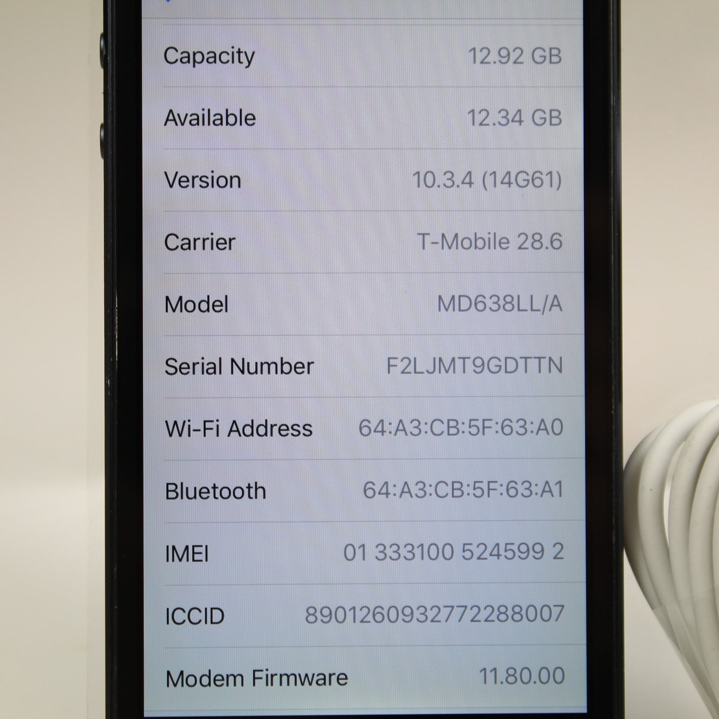 Vintage Apple iPhone 5 A1428 Unlocked Smartphone 4G LTE Black 16GB IOS 10.3.4