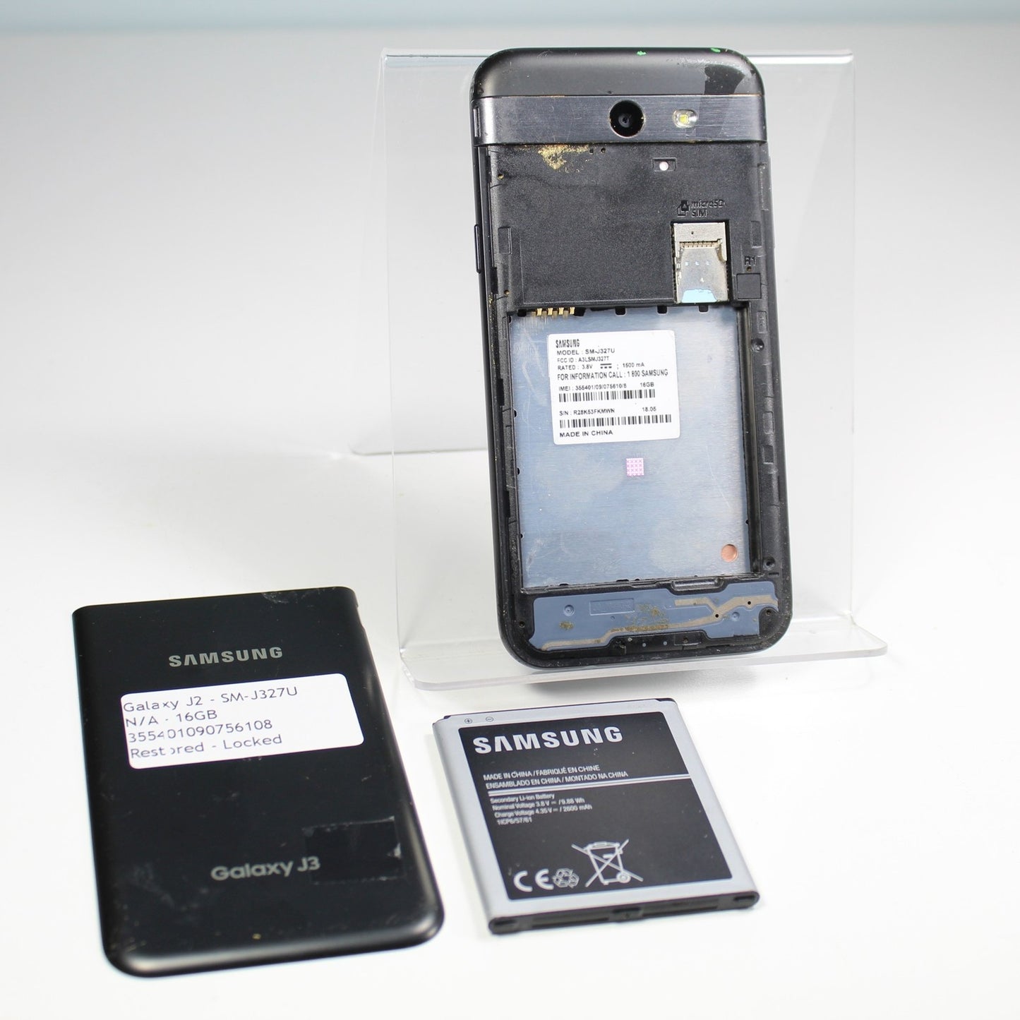 Samsung Galaxy J2 J327U Smartphone 4G LTE Black 16GB For Parts or repair phone