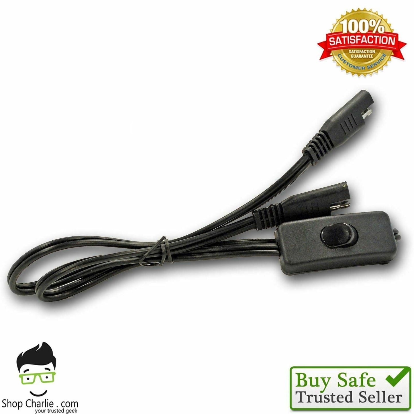 SAE Connector Cord with Switch 16 AWG DC Power Solar Automotive DIY Cable