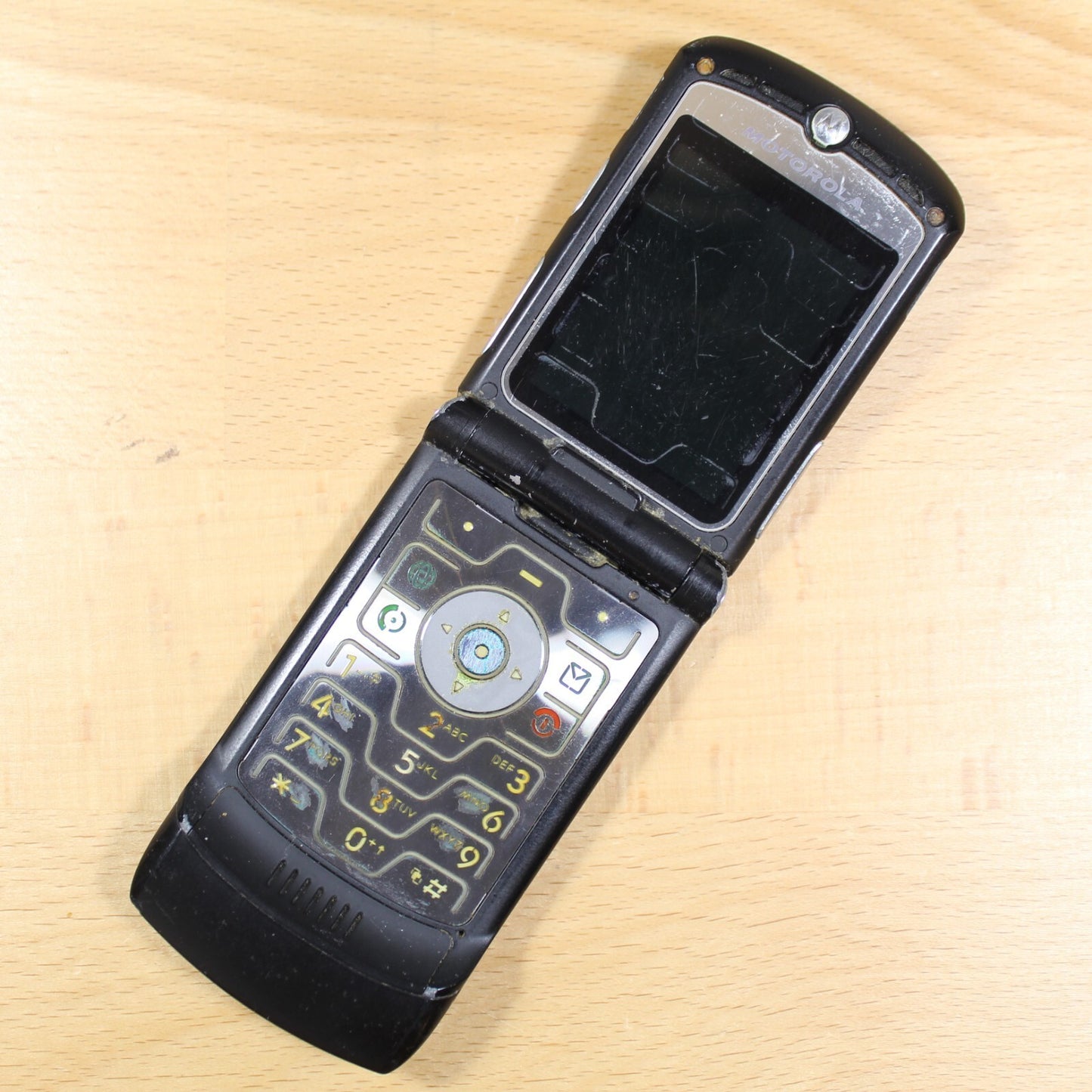 Vintage Motorola RAZR V3 AT&T Black Cell Phone Untested For Parts