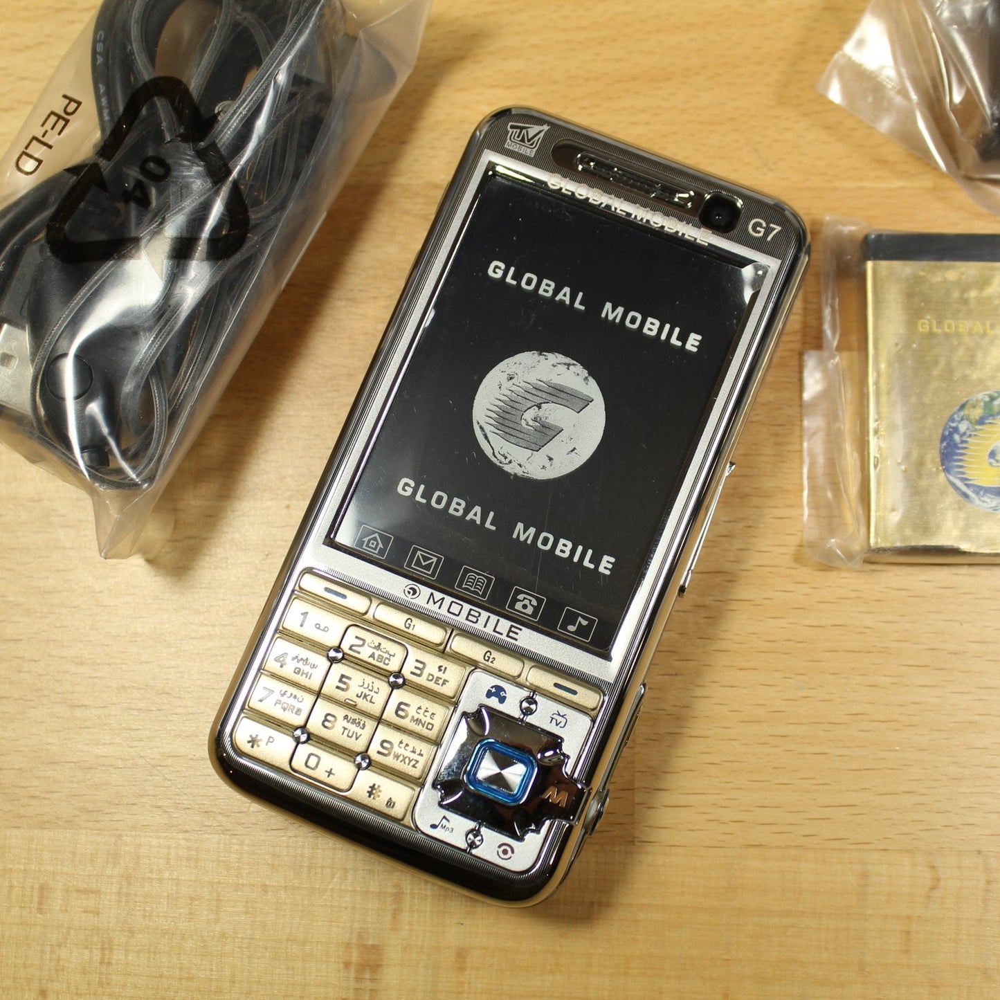 Rare Vintage Global Mobile G7 Unlocked Phone Gold In Box Collectible Bundle