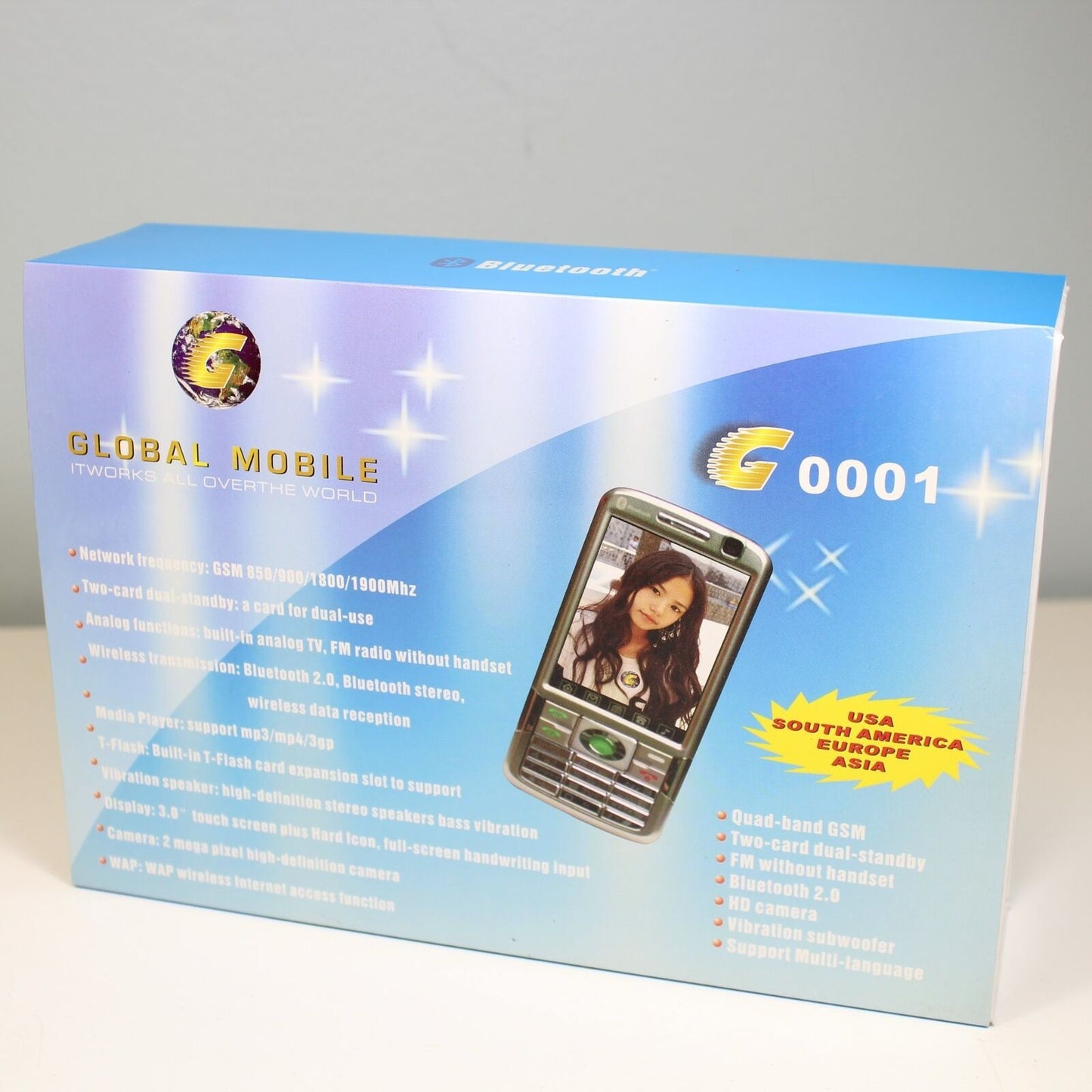 Unlocked Global Mobile Phone G0001 Silver International GSM Dual SIM In Box