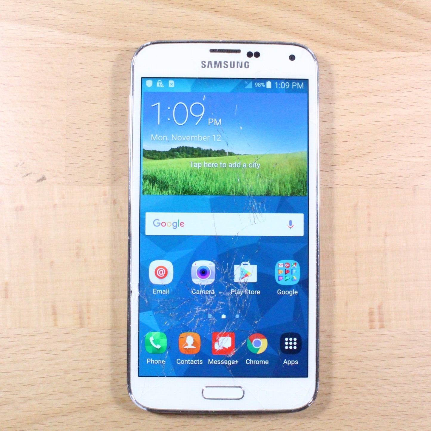 Samsung Galaxy S5 SM-G900v White Smartphone For Parts #298