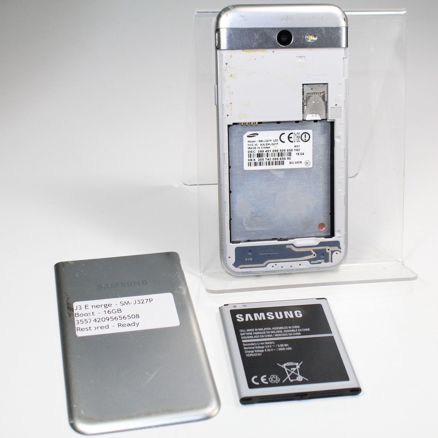 Samsung Galaxy J3 Emerge J327P Boost Smartphone 4G LTE Silver 16GB For Parts