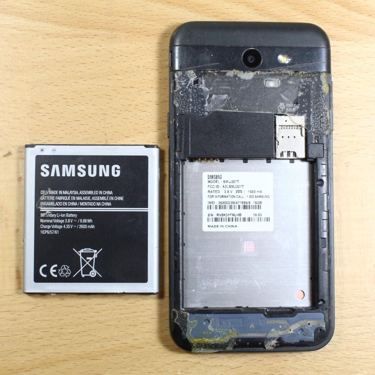 Samsung Galaxy J3 SM-J327T Black Smartphone For Parts #350