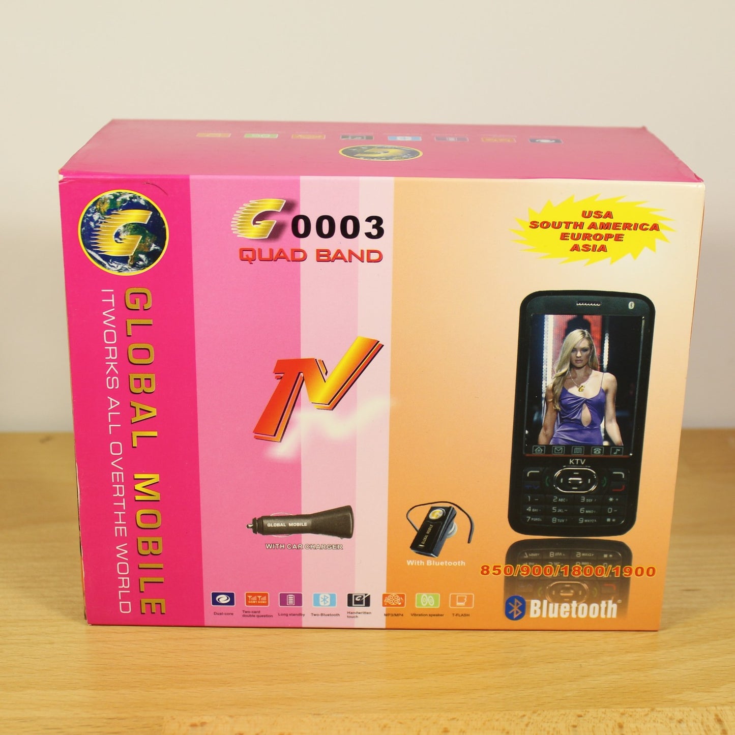 Rare Vintage Global Mobile G0003 Phone Black Unlocked World Wide In Box Bundle