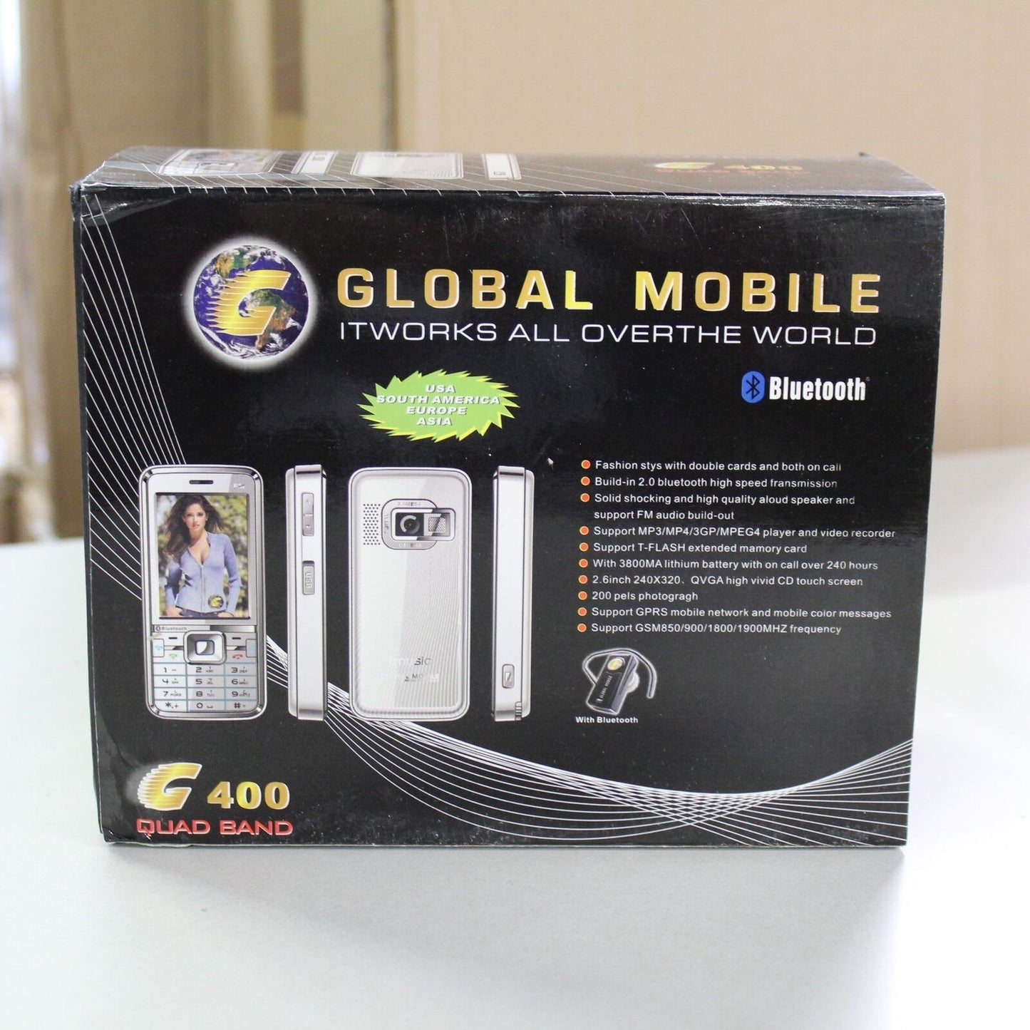 Vintage Unlocked Phone World Wide Global Mobile G400 Quad Band In Box Complete
