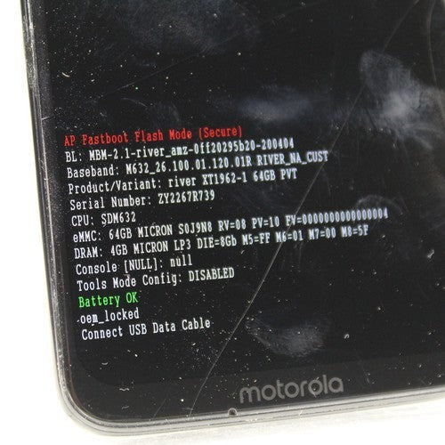 Motorola Moto G7 Power XT1962-1 Smartphone Black 64GB For Parts Repair