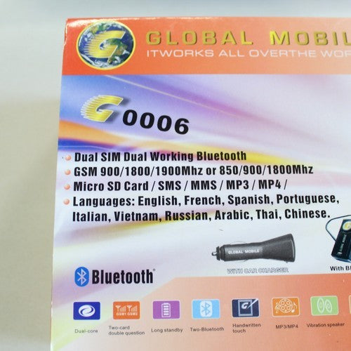 Unlocked World Wide Phone Global Mobile G0006 International DUAL SIM Black