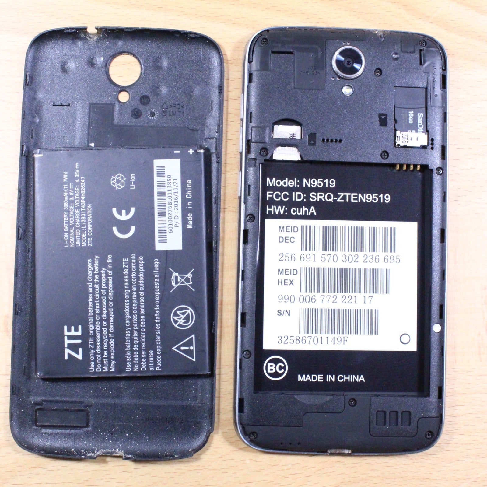 N9519 Warp 7 Cricket Black Smartphone For Parts #323