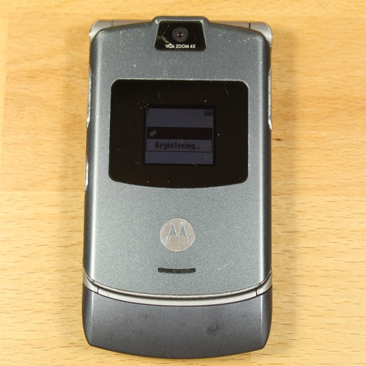 Rare Motorola RAZR V3 T-Mobile Camera Flip Phone Gray Vintage Collectible