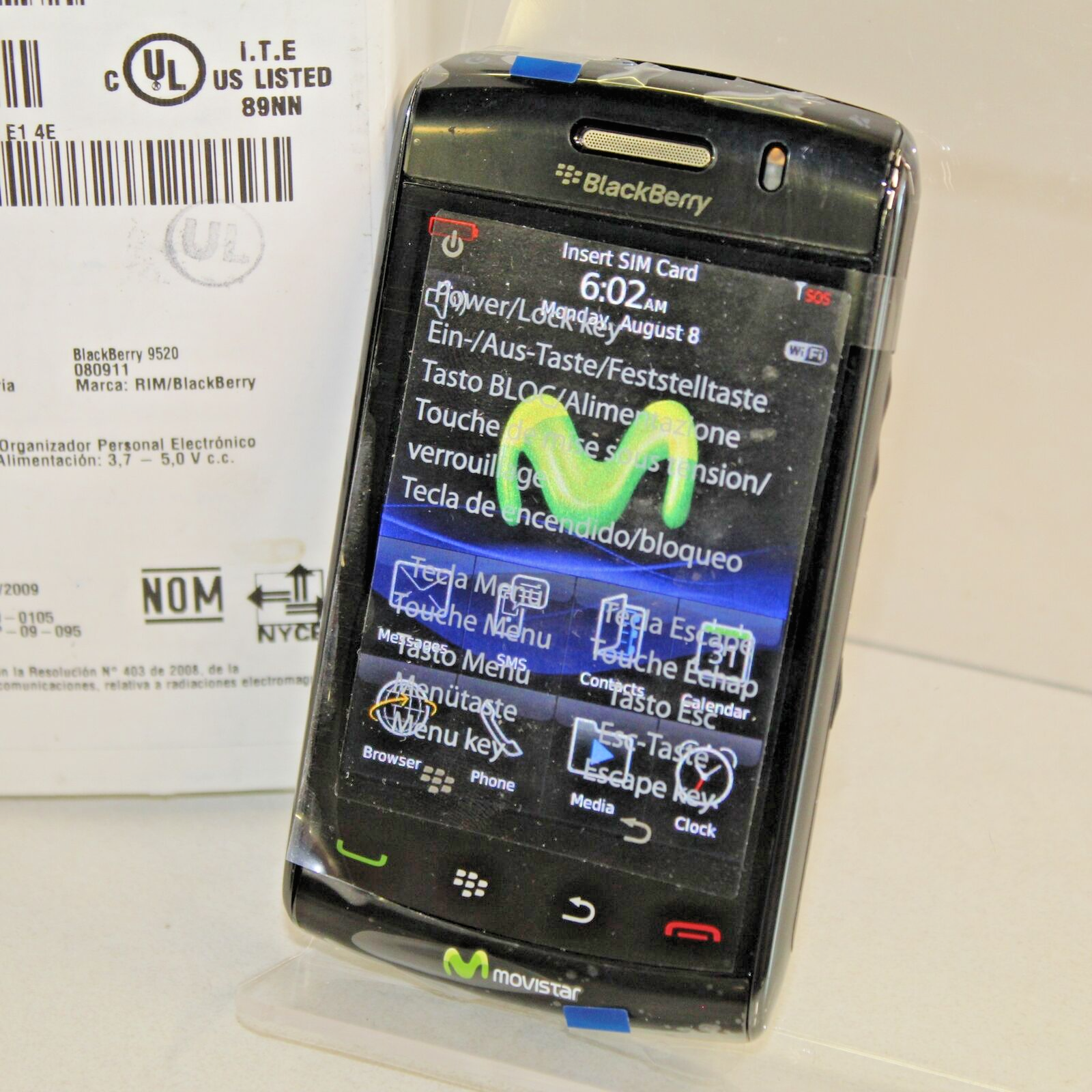 Vintage Blackberry Storm 2 9520 Movistar Smartphone Black 2GB In Box Spanish