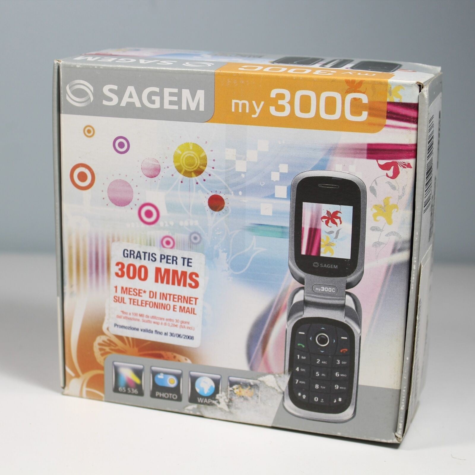 Rare Vintage Sagem my300C TIM Phone Silver International Italian In Box Collect
