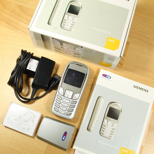 Rare Vintage Siemens A65 TIM Phone Silver 2004 In Box Italian International