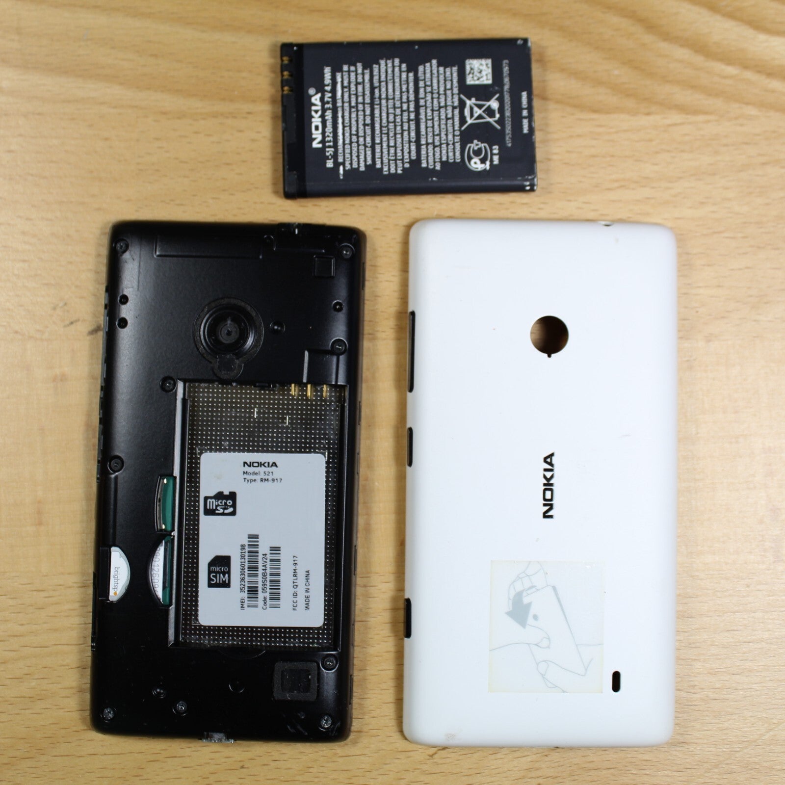 Vintage Nokia Lumia 521 Windows White Smartphone For Parts #213