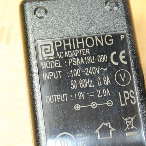 PSAA18U-090 9 Volt Adapter Power Supply 2A Phihong New Original OEM