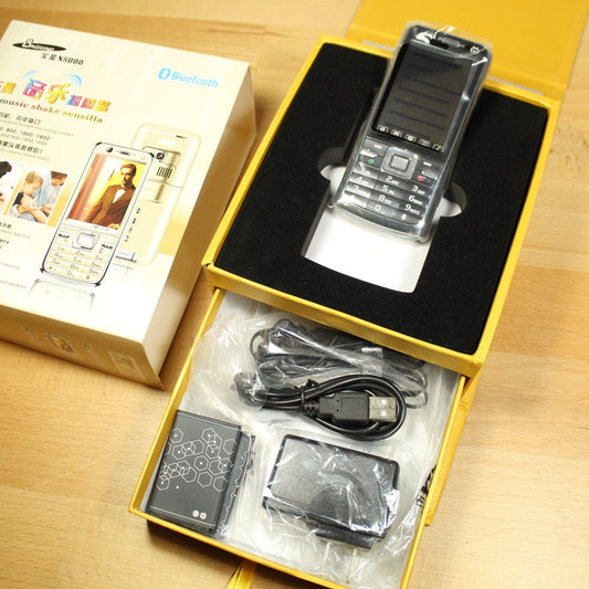 Rare Vintage Baoxing N8000 Unlocked Phone Gold In Box Collectible Bundle