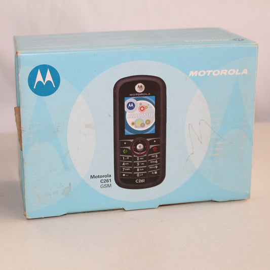 Rare Vintage Motorola C261 Phone Black GSM In Box Complete International