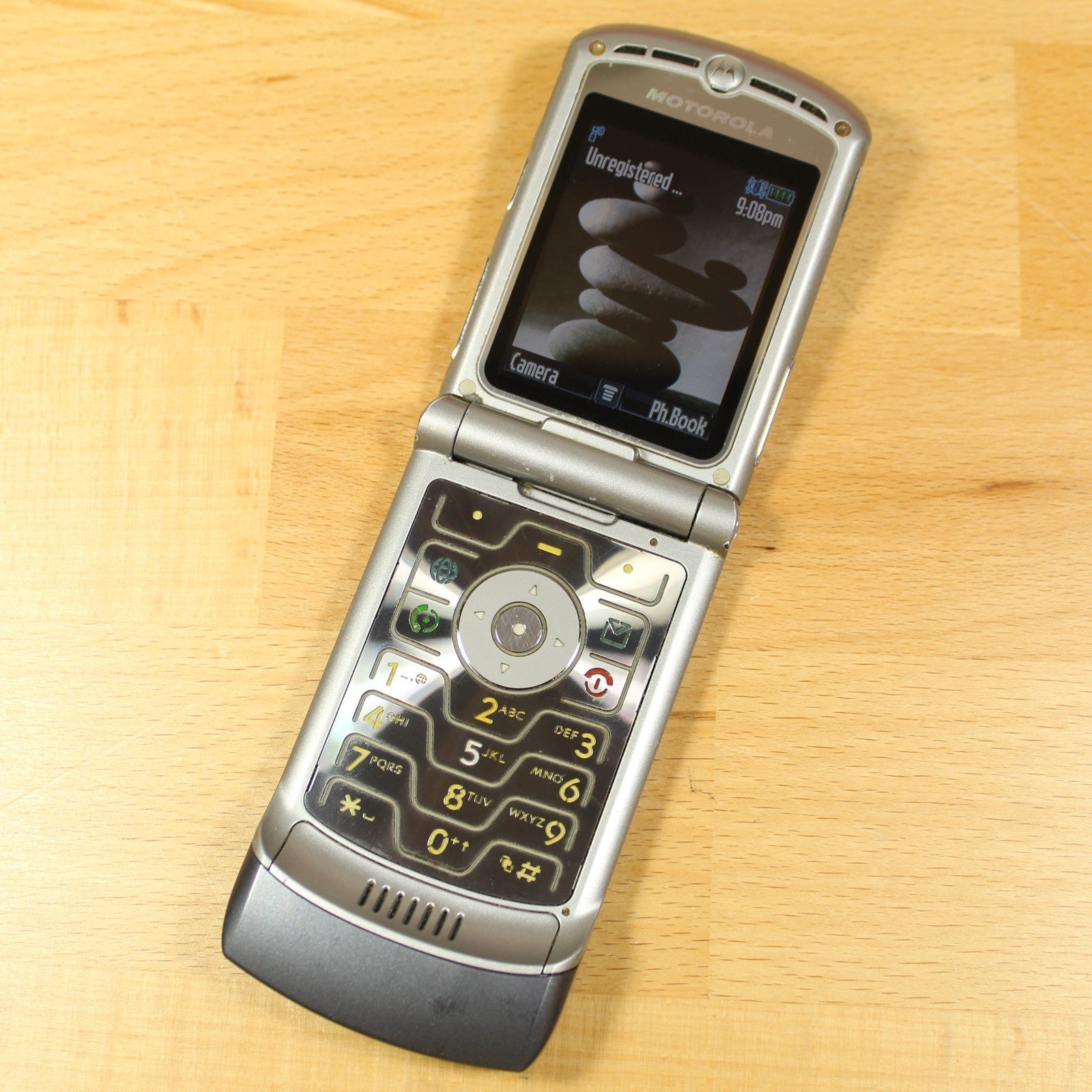 Rare Motorola RAZR V3 T-Mobile Camera Flip Phone Gray Vintage Collectible