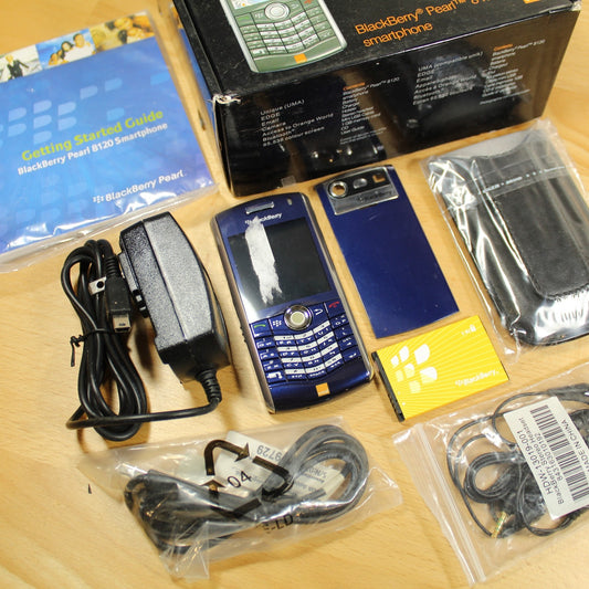 Rare Vintage Blackberry Pearl 8120 Blue In Box Orange International Bundle