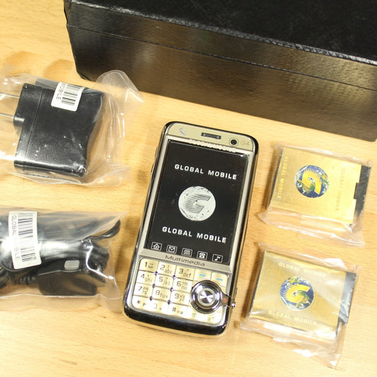 Rare Vintage Global Mobile G4 Unlocked Phone Black In Box Collectible Bundle