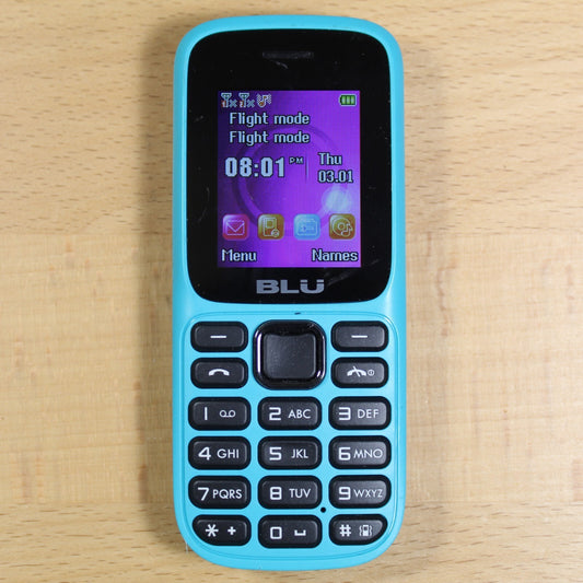 Vintage BLU Aria T174i Unlocked Blue Cell Phone Good #210